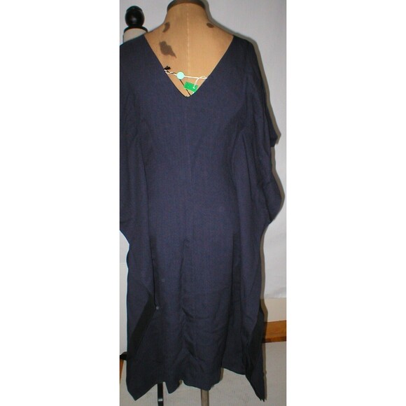 New Womens NWT 40 Italy Vionnet Paris Dress Gown 4 Designer Navy Blue Cupro Silk - Picture 3 of 12